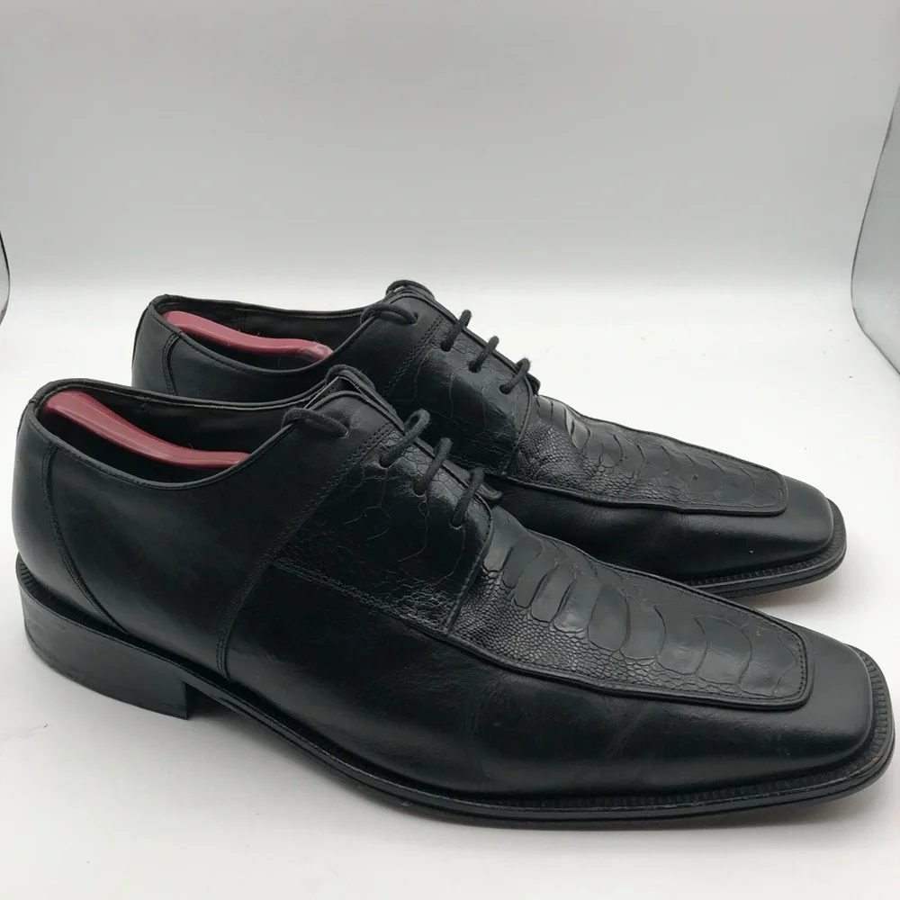 David Eden Regis Men's Size 13 Black Ostrich‎ Exotic Oxford Shoes